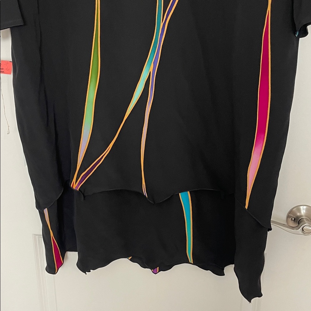 Yolanda Lorente Hand Painted 100% Silk Vintage Dress Size 2X Wearable Art - Picture 9 of 11